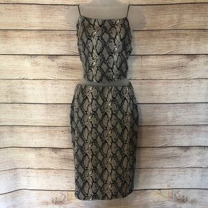 Popular 21 Snakeskin Skirt Set Sz L NWOT